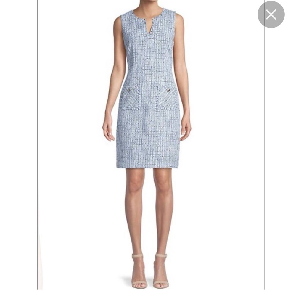 Karl Lagerfeld Blue and White Tweed Dress